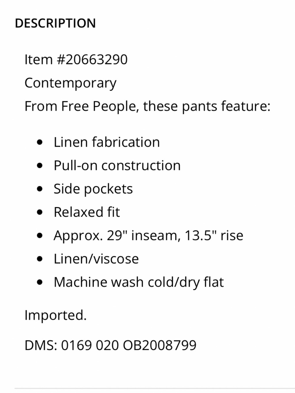 Free People women’s Linen Pull on pants - Picture 8 of 9